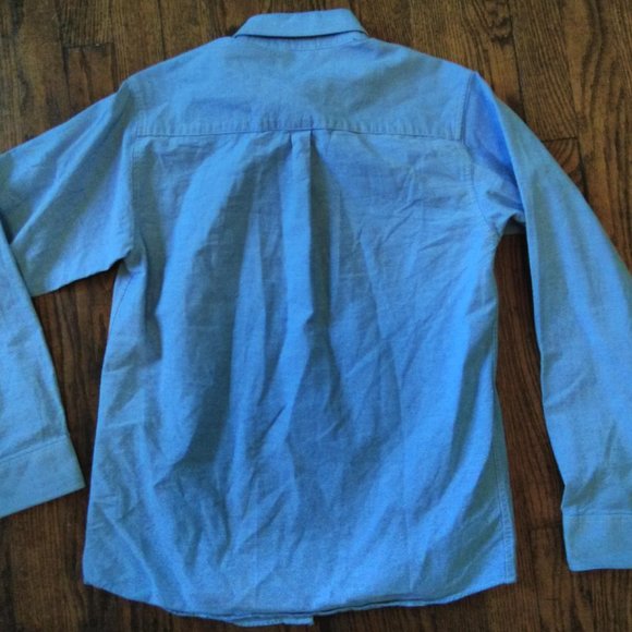 Boys Button Down Formal Oxford Shirt Blue Cotton - Picture 3 of 3